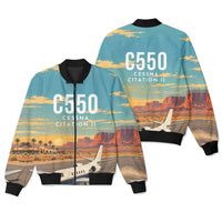 Thumbnail for Cessna Citation 550 - Citation II 3D All-Over Print Clothing - Bomber Jacket - 3D