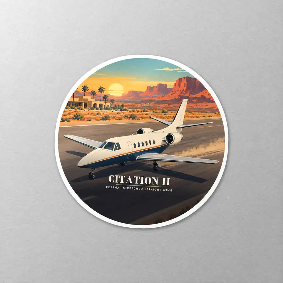 Cessna Citation 550 - Citation II - 3D - Circle Sticker - Close-up