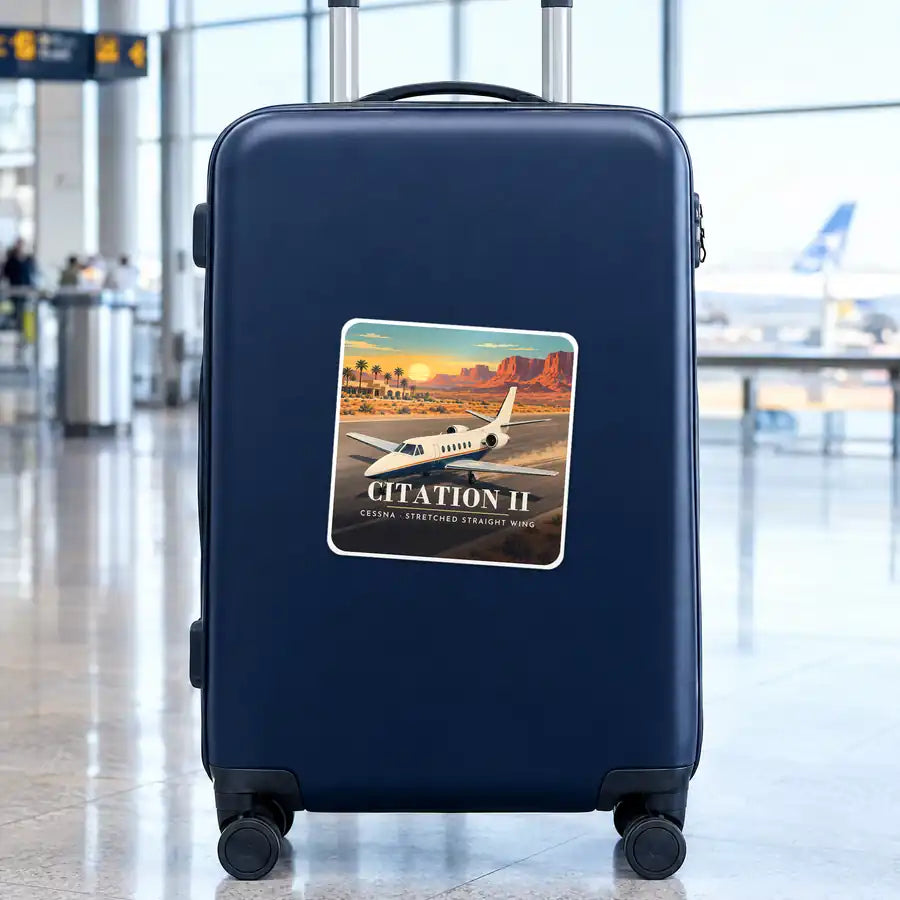 Cessna Citation 550 - Citation II - 3D - Square Sticker - Suitcase