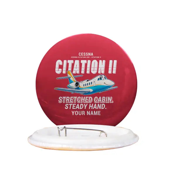 Cessna Citation 550 - Citation II - Cartoon + Name - Pin - Red