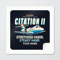 Thumbnail for Cessna Citation 550 - Citation II - Cartoon + Name - Square Sticker - Peel
