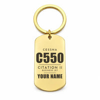 Thumbnail for Cessna Citation 550 - Citation II - Key Chain - Tag + Name - Gold