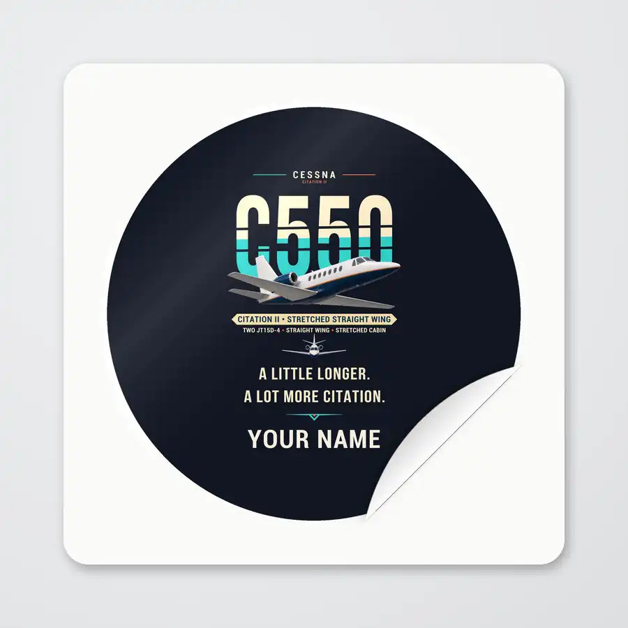 Cessna Citation 550 - Citation II - Original + Name - Circle Sticker - Peel