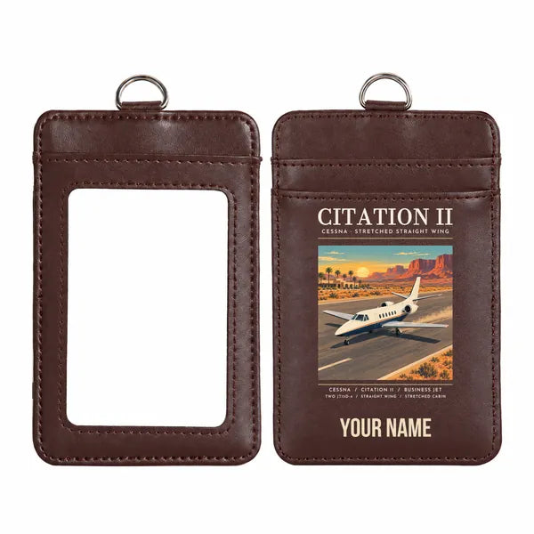 Cessna Citation 550 - Citation II - Poster - ID Card Holder - Dark Brown + Name