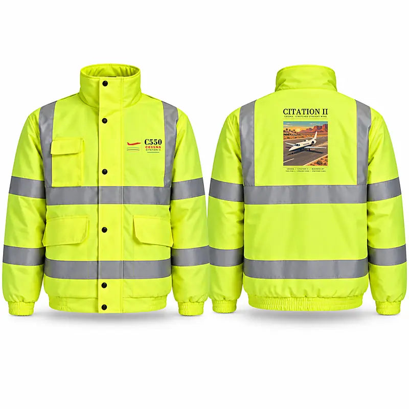 Cessna Citation 550 - Citation II Reflective Winter Jackets - Poster - Fluorescent Yellow