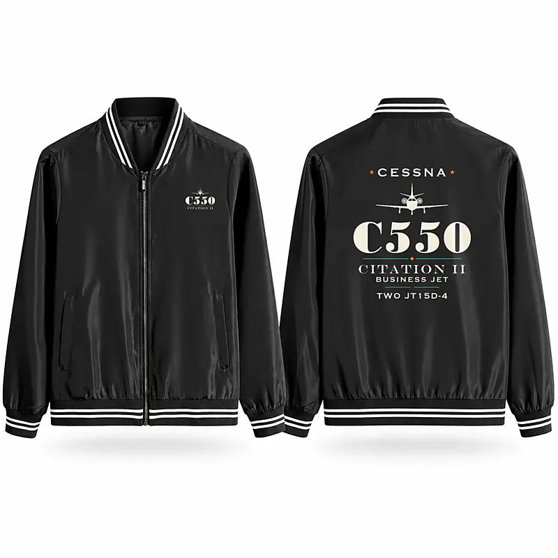 Cessna Citation 550 - Citation II Stylish Jackets - Baseball Collar - Heritage - Black