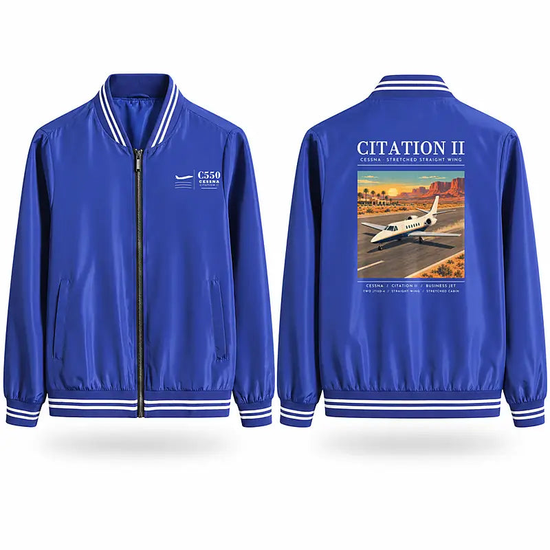 Cessna Citation 550 - Citation II Stylish Jackets - Baseball Collar - Poster - Royal Blue