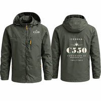 Thumbnail for Cessna Citation 550 - Citation II Stylish Jackets - Hooded Windbreaker - Heritage - Olive Green