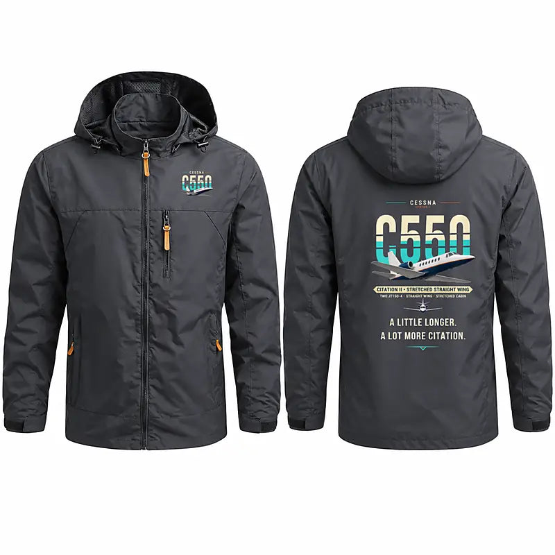Cessna Citation 550 - Citation II Stylish Jackets - Hooded Windbreaker - Original - Charcoal