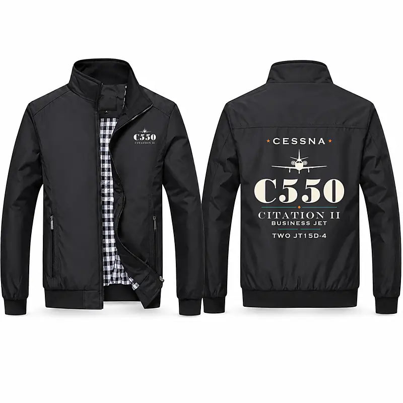 Cessna Citation 550 - Citation II Stylish Jackets - Stand Collar - Heritage - Black