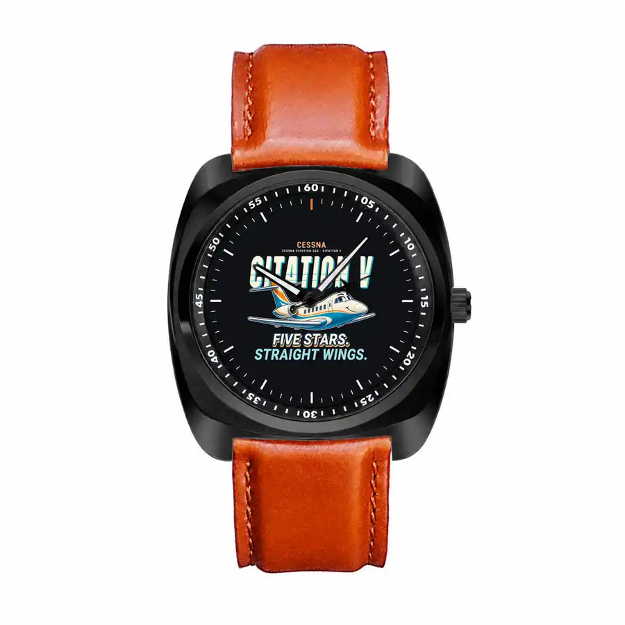 Cessna Citation 560 - Citation V - Cartoon - Luxury Cushion - Black and Light Brown Strap