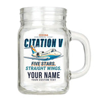 Thumbnail for Cessna Citation 560 - Citation V - Cartoon + Name - Cocktail Glass (Mason Jar)