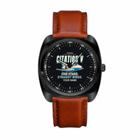 Thumbnail for Cessna Citation 560 - Citation V - Cartoon + Name - Luxury Cushion - Black and Dark Brown Strap