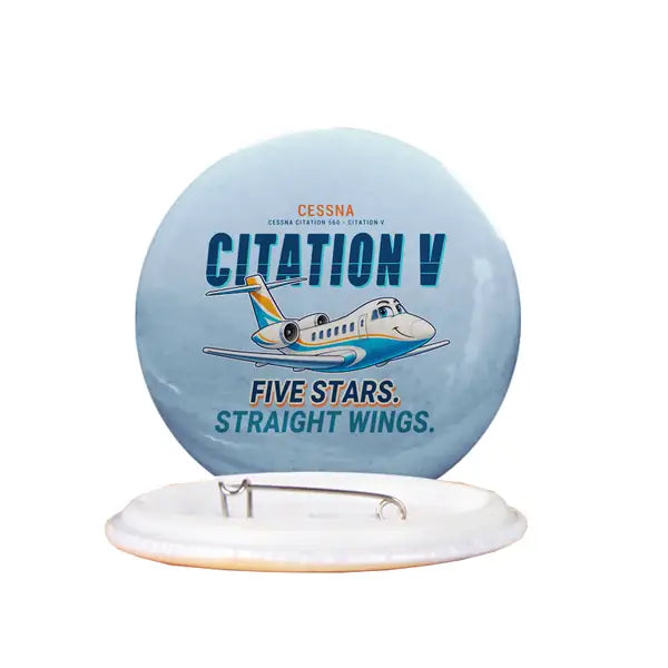 Cessna Citation 560 - Citation V - Cartoon - Pin - Light Blue