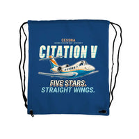 Thumbnail for Cessna Citation 560 - Citation V - Drawstring Bag - Cartoon - Blue