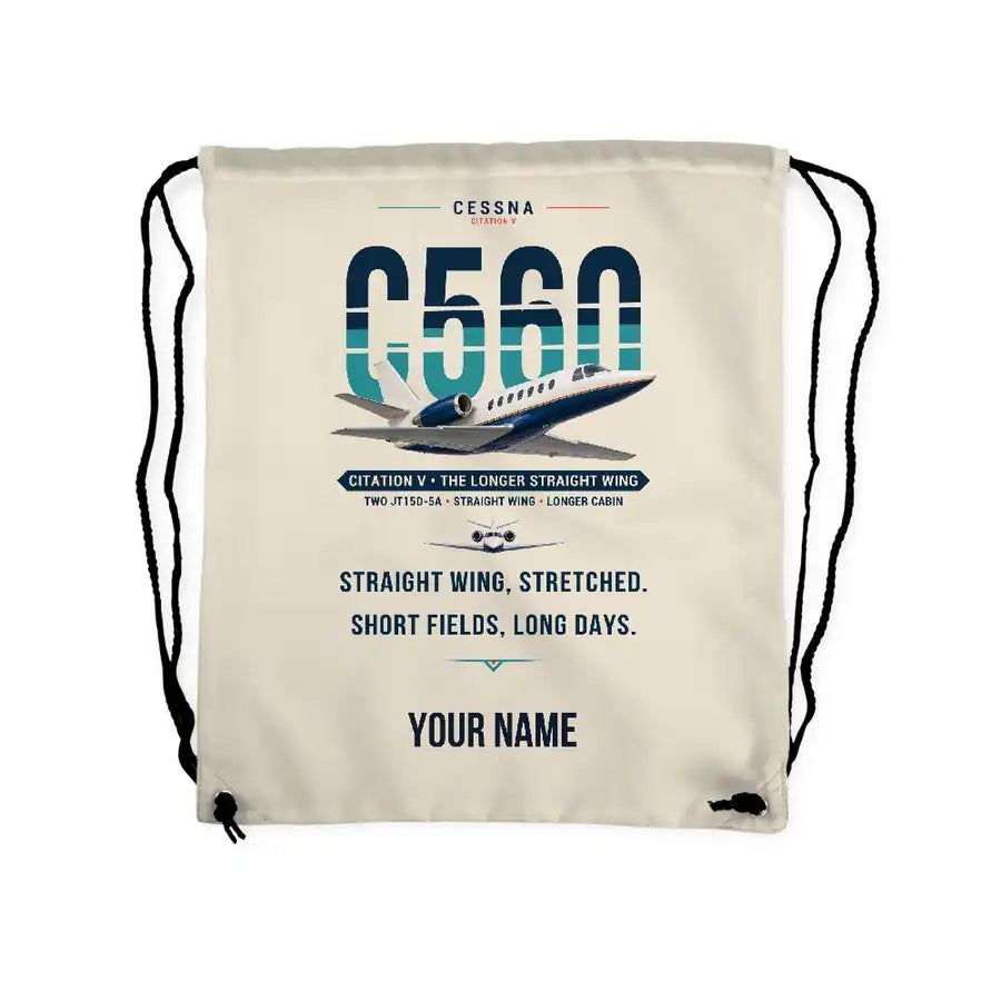 Cessna Citation 560 - Citation V - Drawstring Bag - Original + Name - Beige