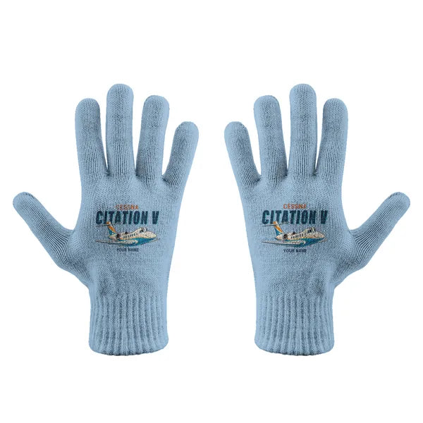 Cessna Citation 560 - Citation V - Gloves - Full - Cartoon + Name - Light Blue