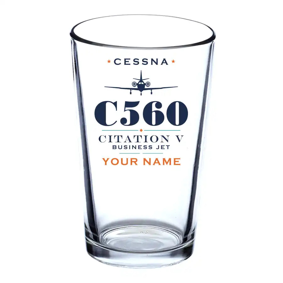 Cessna Citation 560 - Citation V - Heritage + Name - Beer & Water Glass
