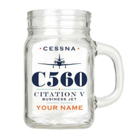 Thumbnail for Cessna Citation 560 - Citation V - Heritage + Name - Cocktail Glass (Mason Jar)
