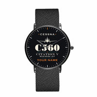 Thumbnail for Cessna Citation 560 - Citation V - Heritage + Name - Slim Mesh - Black and Stainless Steel Strap