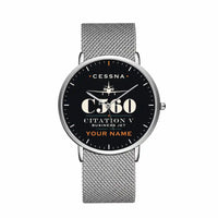 Thumbnail for Cessna Citation 560 - Citation V - Heritage + Name - Slim Mesh - Silver and Silver Stainless Steel Strap