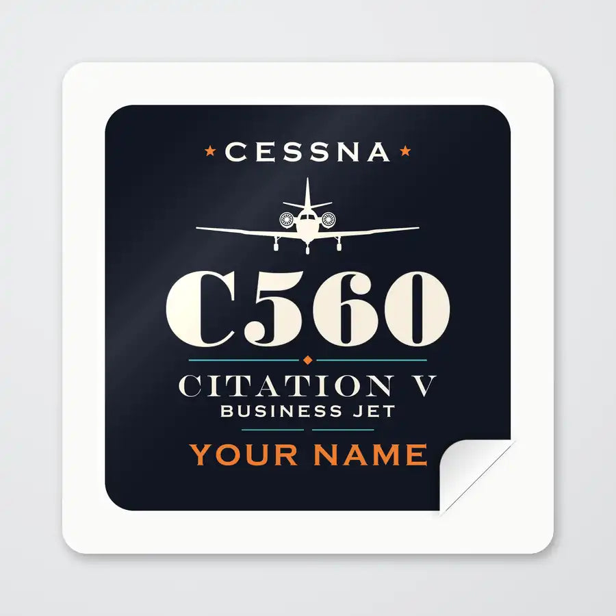 Cessna Citation 560 - Citation V - Heritage + Name - Square Sticker - Peel