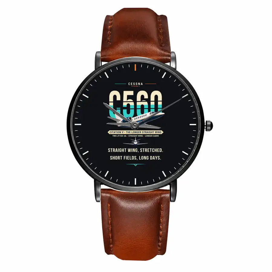 Cessna Citation 560 - Citation V - Original - Slim Leather - Black and Brown Leather Strap