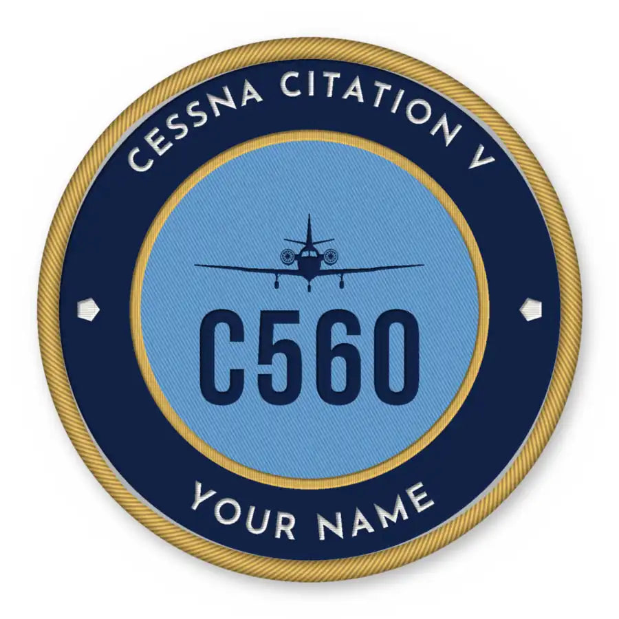Cessna Citation 560 - Citation V Patches - Circle + Name - Navy Sky