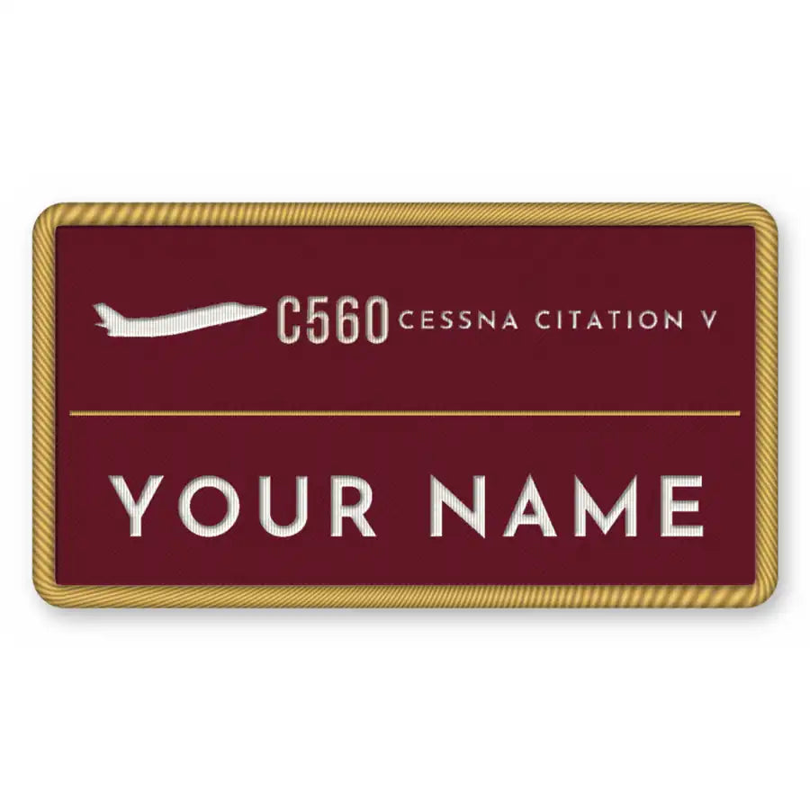 Cessna Citation 560 - Citation V Patches - Rectangle + Name - Burgundy Cream