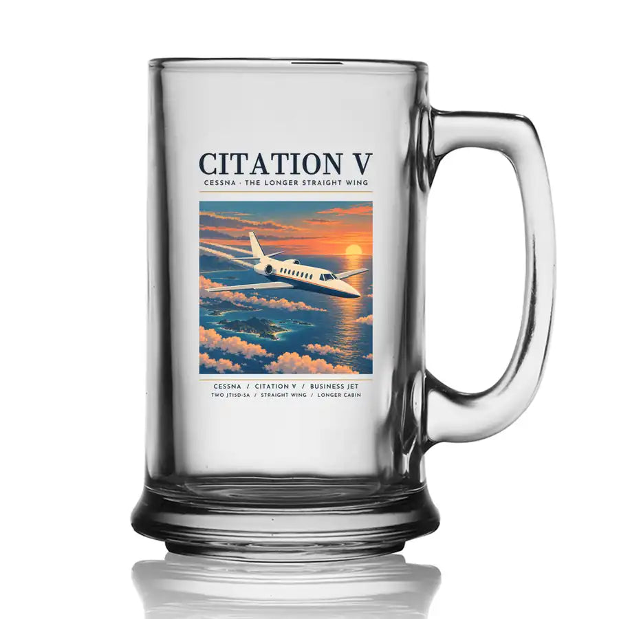 Cessna Citation 560 - Citation V - Poster - Beer Glass with Holder