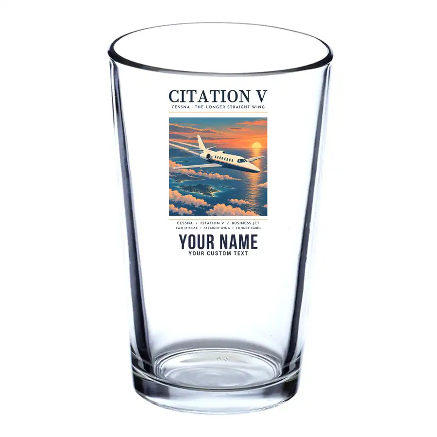 Cessna Citation 560 - Citation V - Poster + Name - Beer & Water Glass