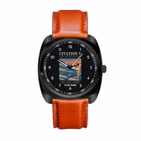 Thumbnail for Cessna Citation 560 - Citation V - Poster + Name - Luxury Cushion - Black and Light Brown Strap