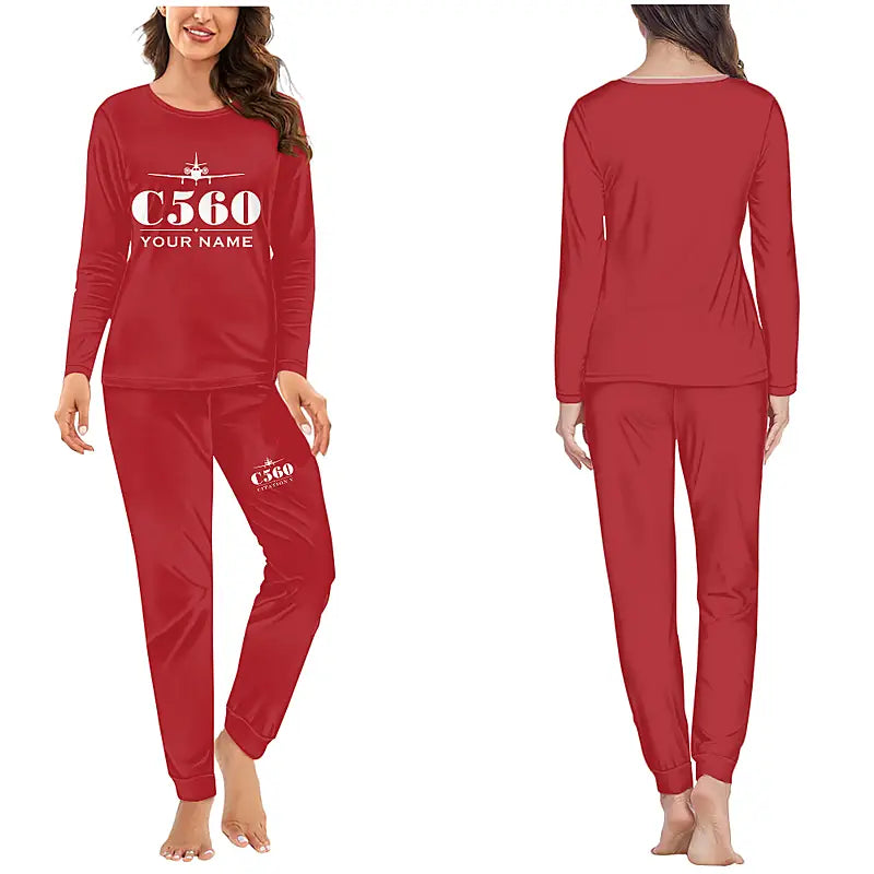 Cessna Citation 560 - Citation V - Women Pajamas - Heritage Chest + Name - Red