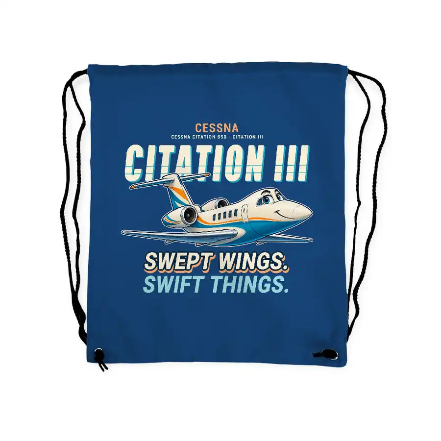 Cessna Citation 650 - Citation III - Drawstring Bag - Cartoon - Blue