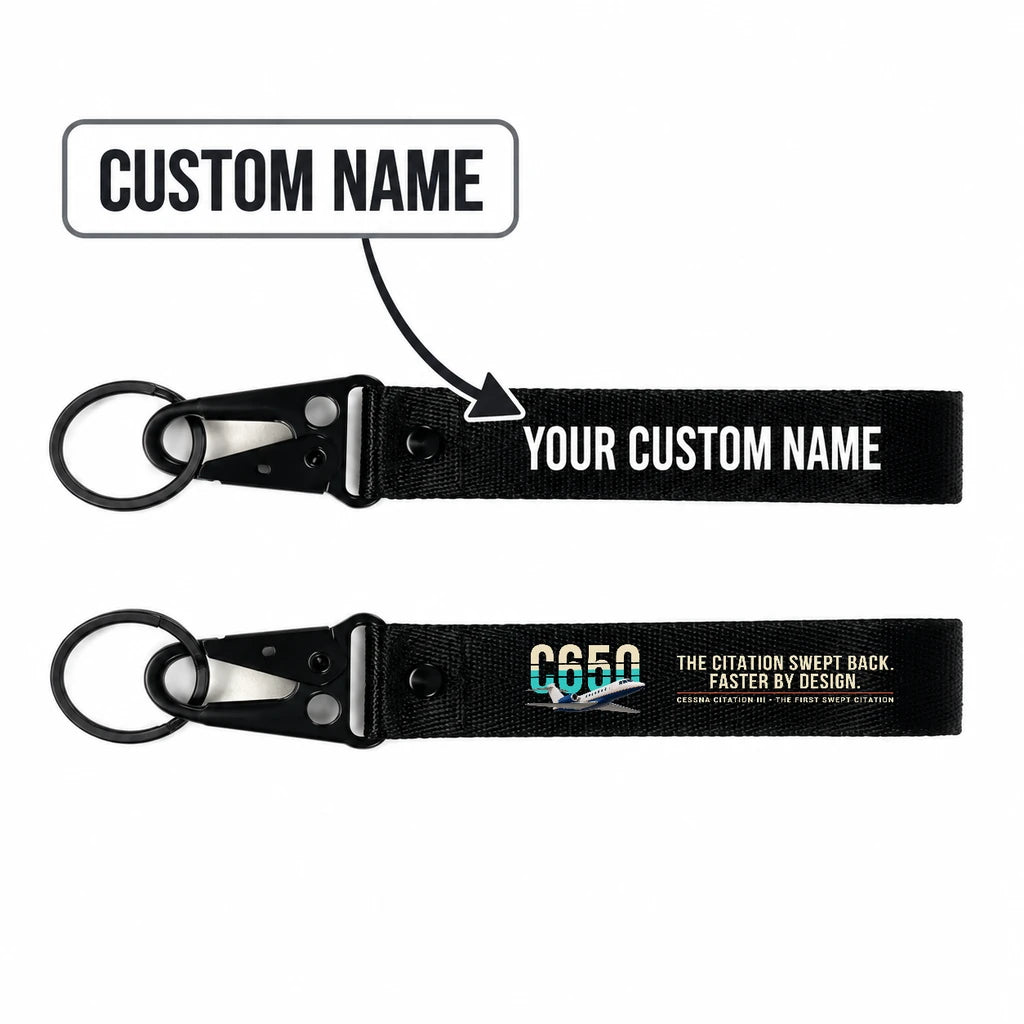 Cessna Citation 650 - Citation III Hawk-Shaped Key Chains - Black - Original - Personalized