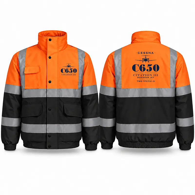 Cessna Citation 650 - Citation III Reflective Winter Jackets - Heritage - Orange & Navy