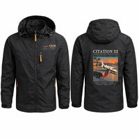 Thumbnail for Cessna Citation 650 - Citation III Stylish Jackets - Hooded Windbreaker - Poster - Black