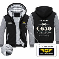 Thumbnail for Cessna Citation 650 - Citation III Zipped Sweatshirts - Heritage + Name - Black & Gray