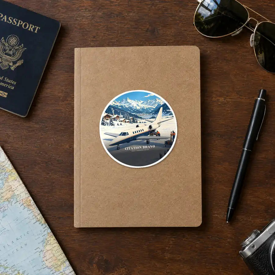 Cessna Citation Bravo - 3D - Circle Sticker - Notebook
