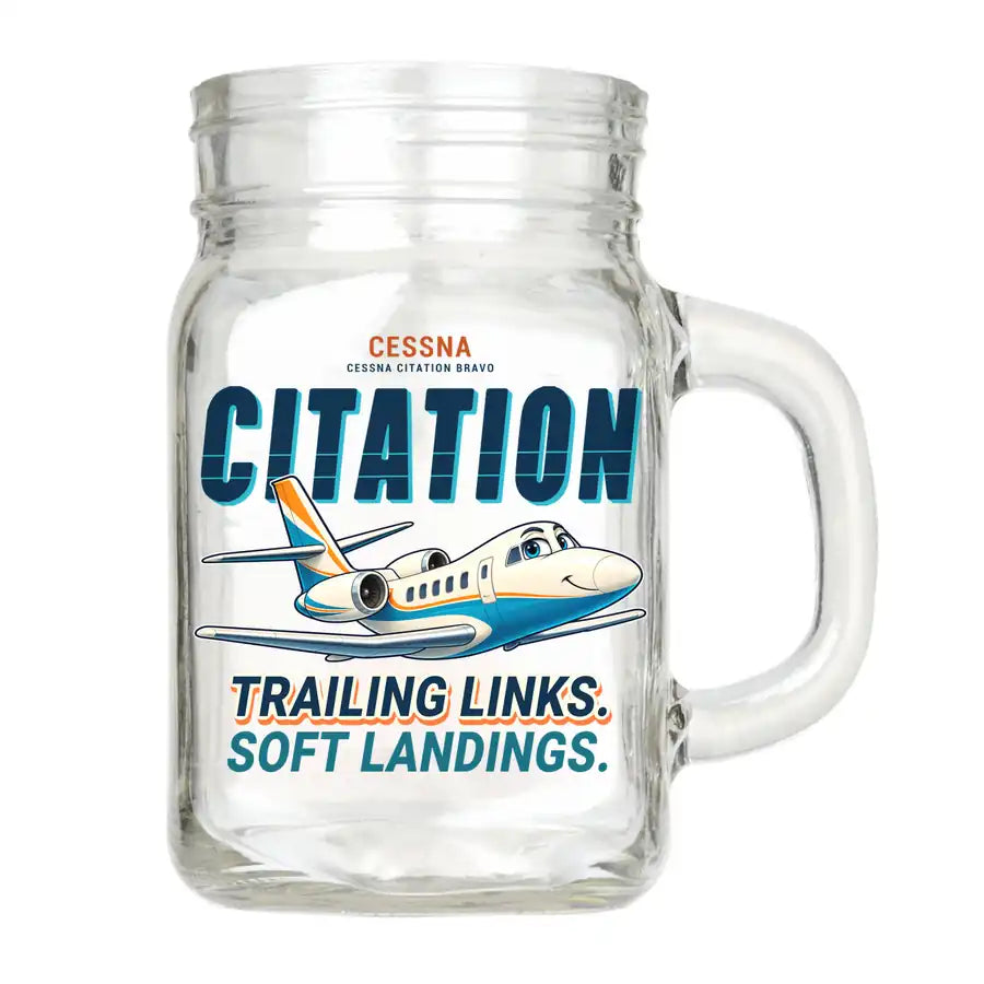 Cessna Citation Bravo - Cartoon - Cocktail Glass (Mason Jar)