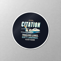 Thumbnail for Cessna Citation Bravo - Cartoon + Name - Circle Sticker - Close-up