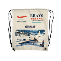 Thumbnail for Cessna Citation Bravo - Drawstring Bag - Classic + Name - Beige