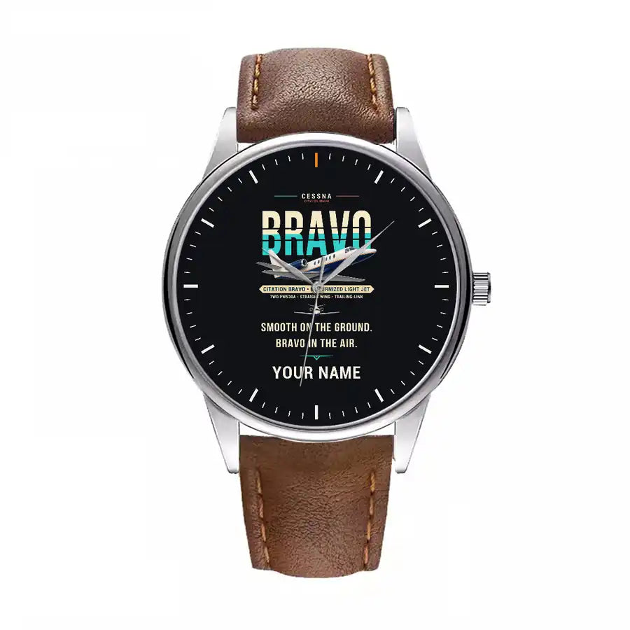 Cessna Citation Bravo - Original + Name - Leather Strap - Brown Leather Strap