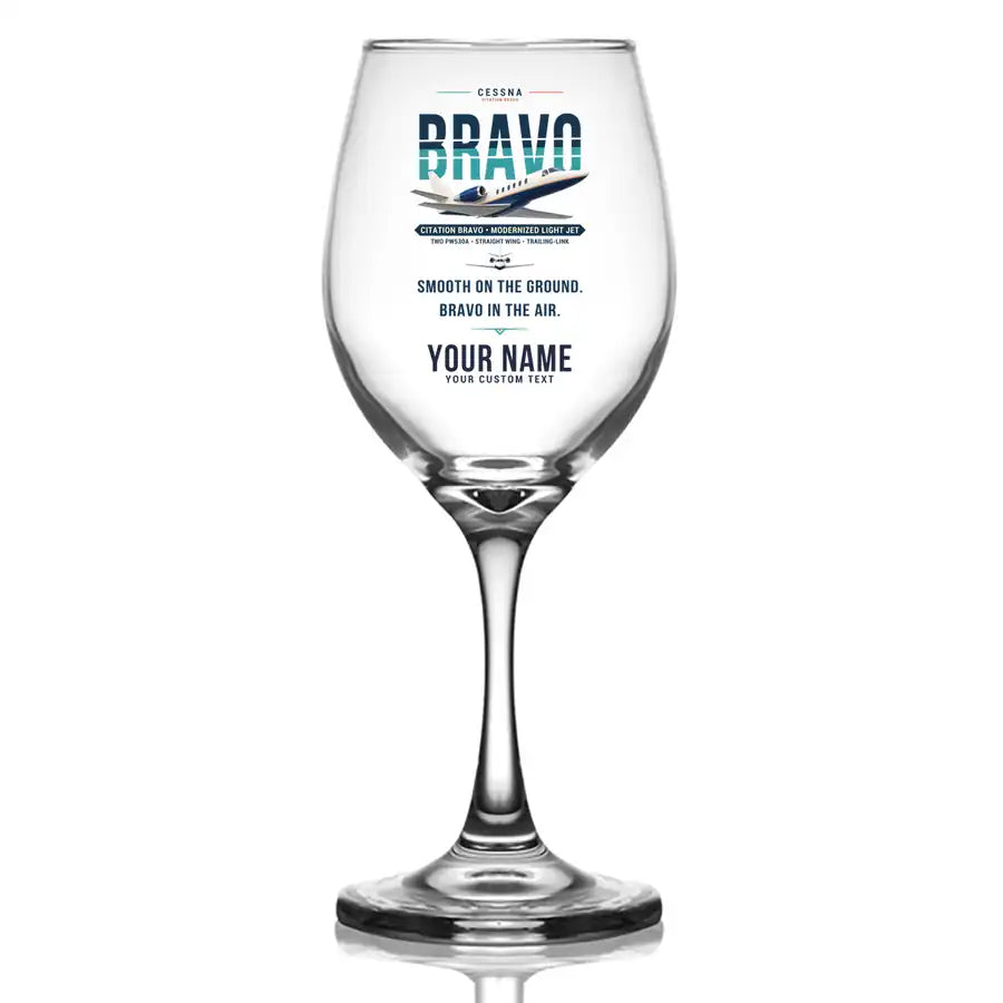 Cessna Citation Bravo - Original + Name - Wine Glass