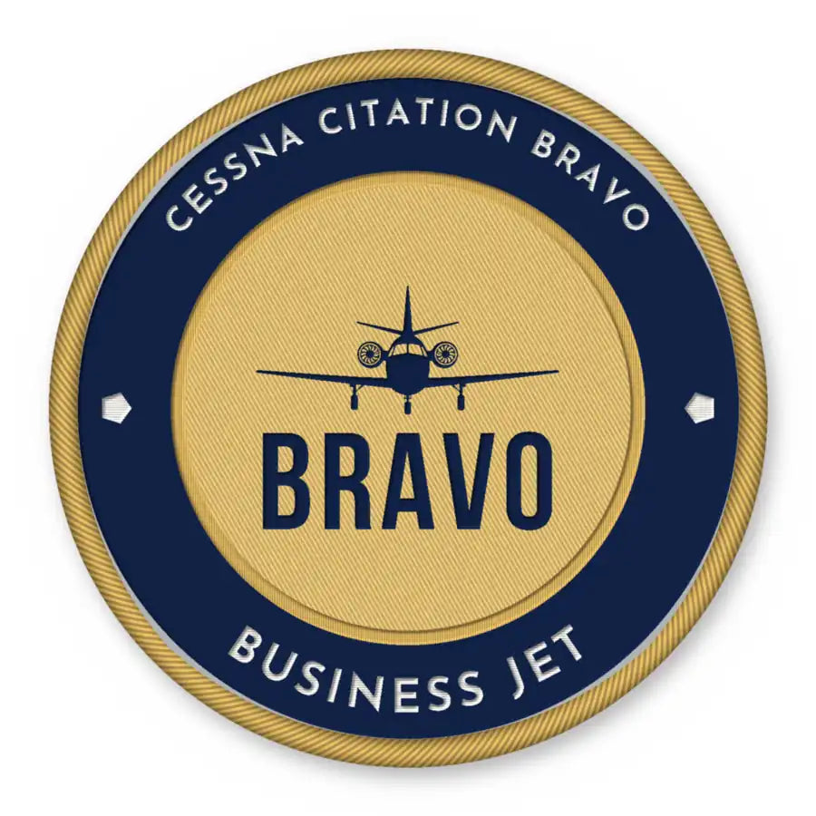 Cessna Citation Bravo Patches - Circle - Navy Gold