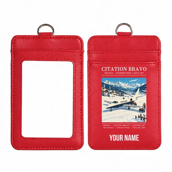 Cessna Citation Bravo - Poster - ID Card Holder - Red + Name