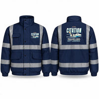 Thumbnail for Cessna Citation Bravo Reflective Winter Jackets - Cartoon - Navy Blue
