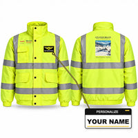 Thumbnail for Cessna Citation Bravo Reflective Winter Jackets - Poster + Name - Fluorescent Yellow
