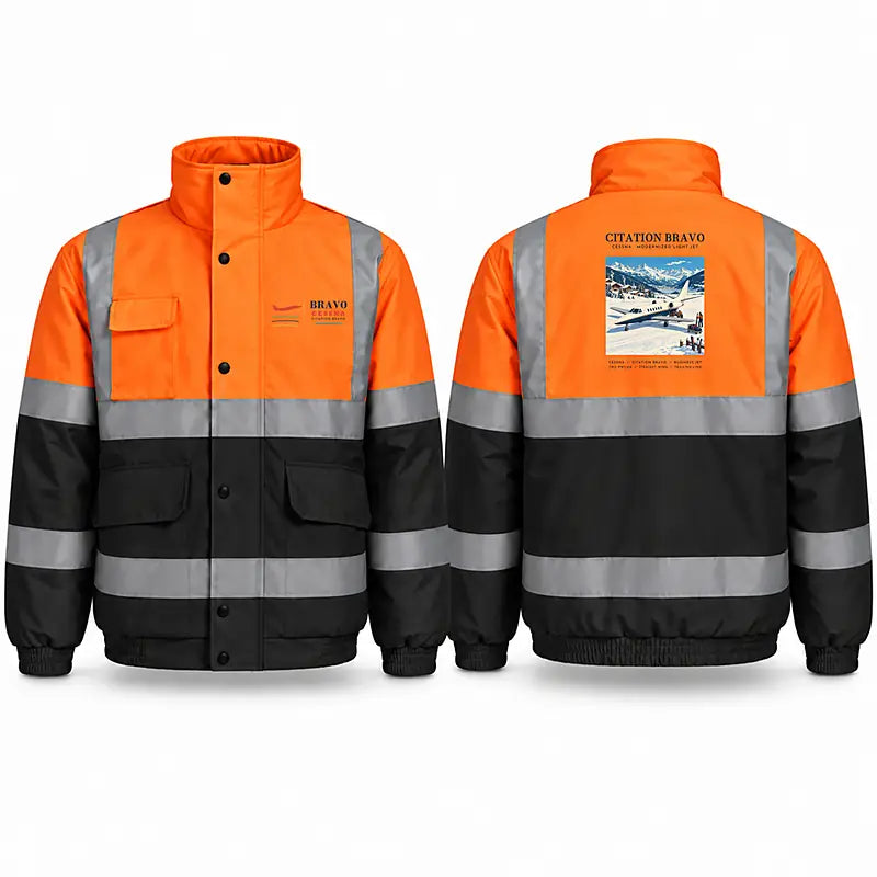 Cessna Citation Bravo Reflective Winter Jackets - Poster - Orange & Navy