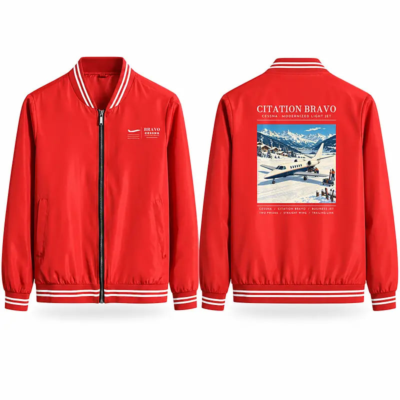 Cessna Citation Bravo Stylish Jackets - Baseball Collar - Poster - Red
